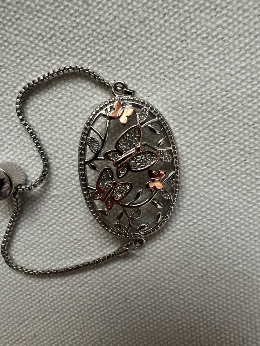 Silver tone bracelet, butterfly, filigree adjustable - Elegant Women's Jewelry